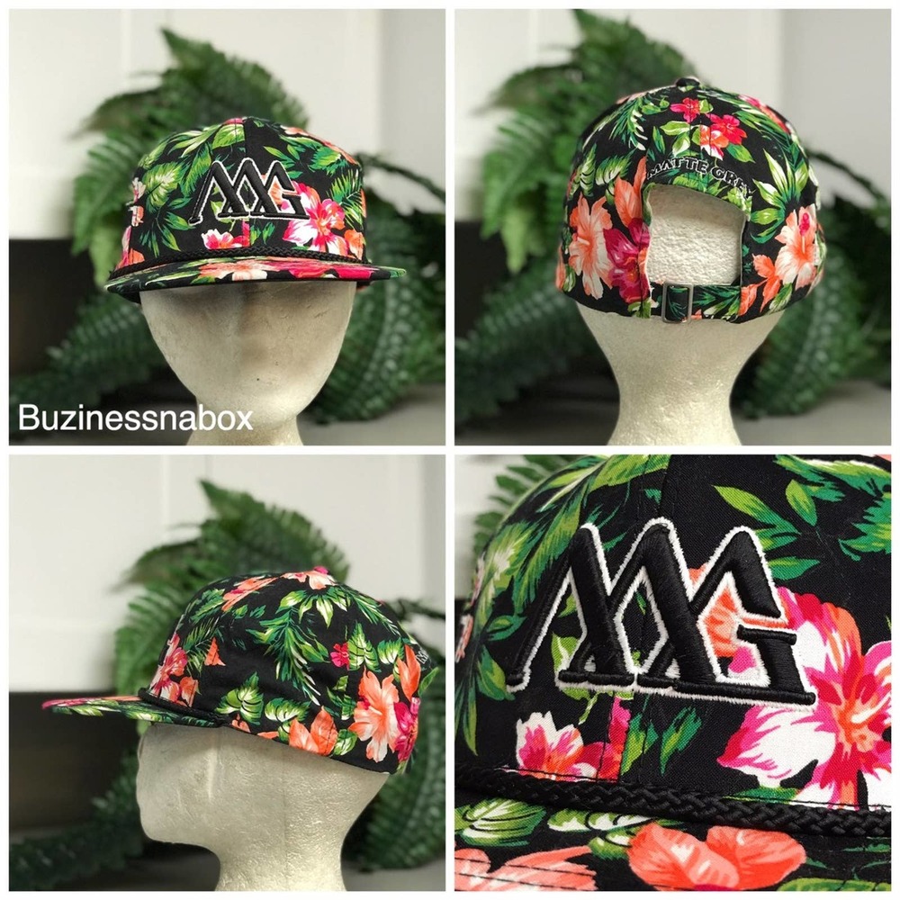 Matte Grey Hawaiian Floral Hat